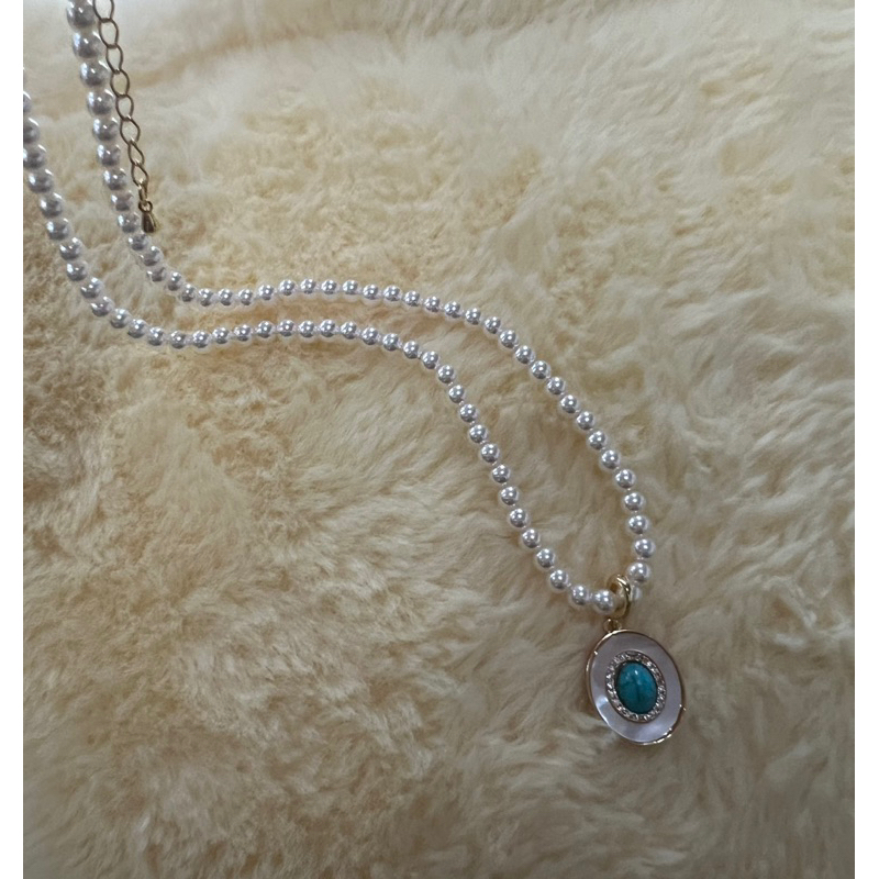kalung mutiara liontin batu giok biru,kalung mutiara premium bukan mutiara murah,liontin batu biru g
