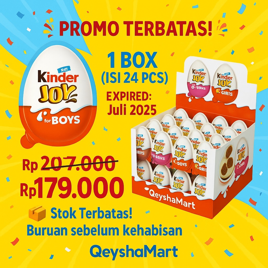 

Ay00! Kinder Joy 1 Box 24 PCS - Coklat Telur Mainan Anak - Double Box Aman - Exp 07/2025 - Halal