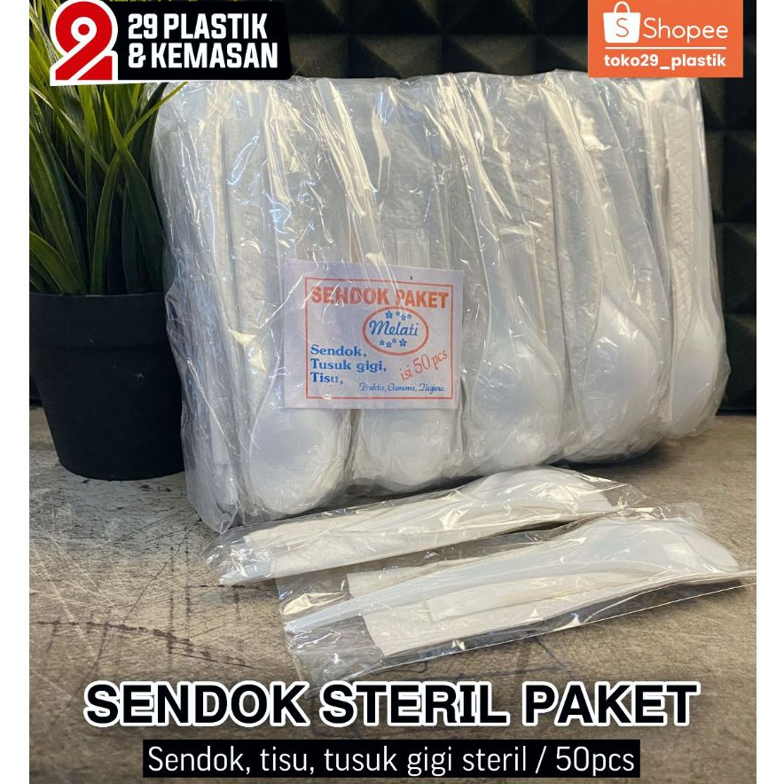 Sendok Steril Paket (Sendok, tisu, tusuk gigi) 50pcs