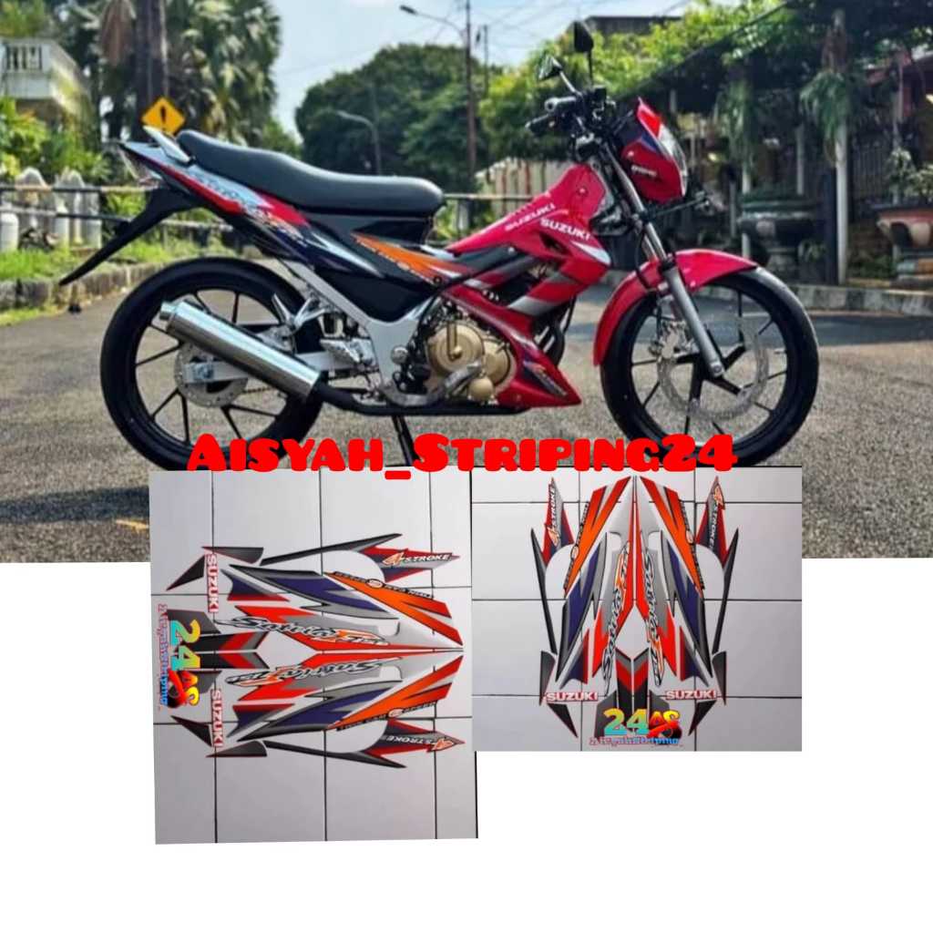Stiker sticker striping satria Fu Thailand CBU engkel 2006 2007 Merah