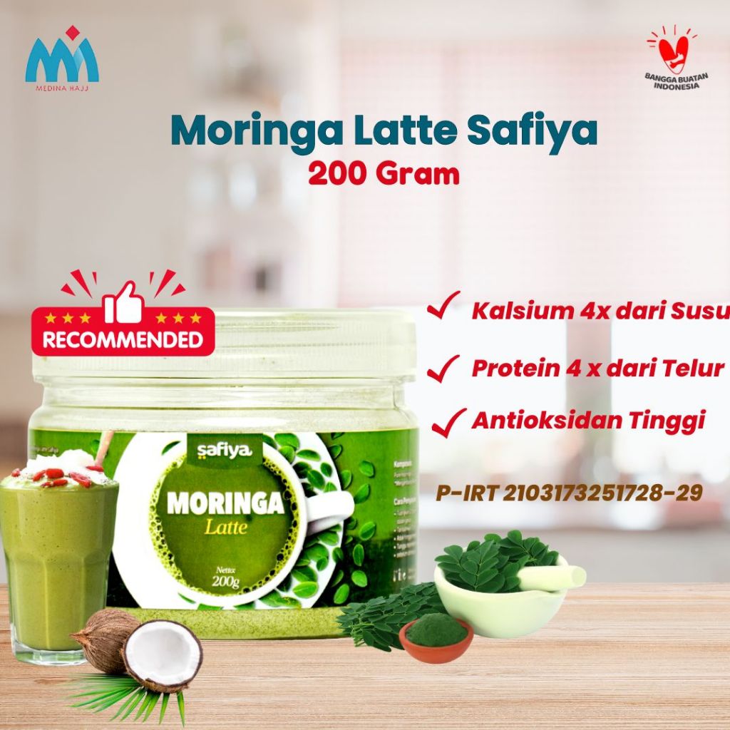 

Moringa Latte Safiya 200 Gr Original Moringa Latte Minuman Tinggi Kalsium / Daun Kelor - Moringa Latte Superfood