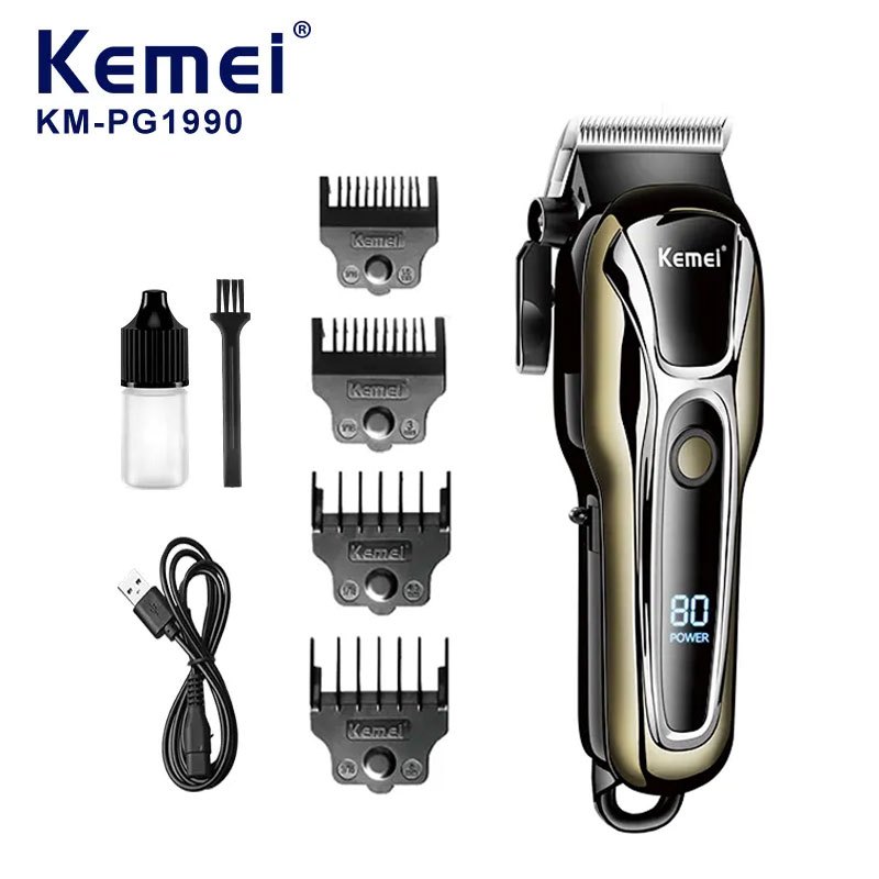 Alat Cukur Rambut Kemei KM PG1990 Mesin Cukur Rambut Elektrik CAS Baterai LCD Display