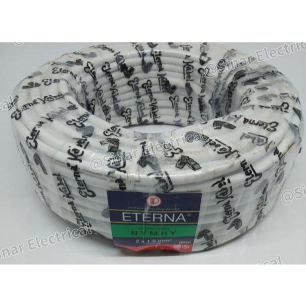 Kabel Eterna NYMHY 2x1.5 mm Kabel Serabut 2x1,5 mm  Kabel Serabut Eterna NYYHY 2x1.5 mm Original SNI
