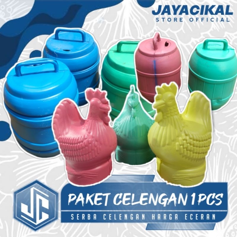 [1 PCS] Aneka Celengan plastik ayam gentong kecil sedang jumbo - Celengan anak