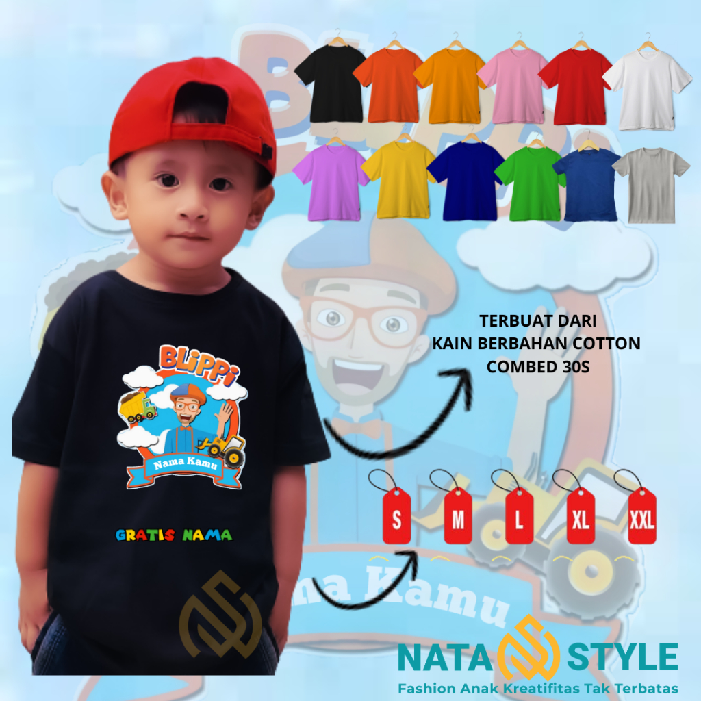 Kaos Anak Blippi Youtube | Baju Anak Blippi Youtube | Bisa COD [[ FREE NAMA ]]