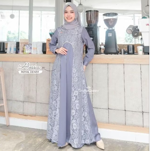 Emmaqueen Alessia dress gamis kondangan mewah muslim brukat syar'i