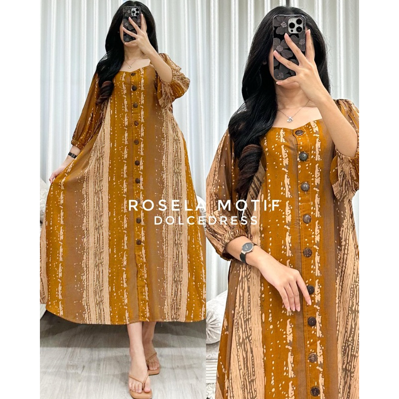 Daster Arab DOLCE ROSELA MOTIF Midi Dress Rayon