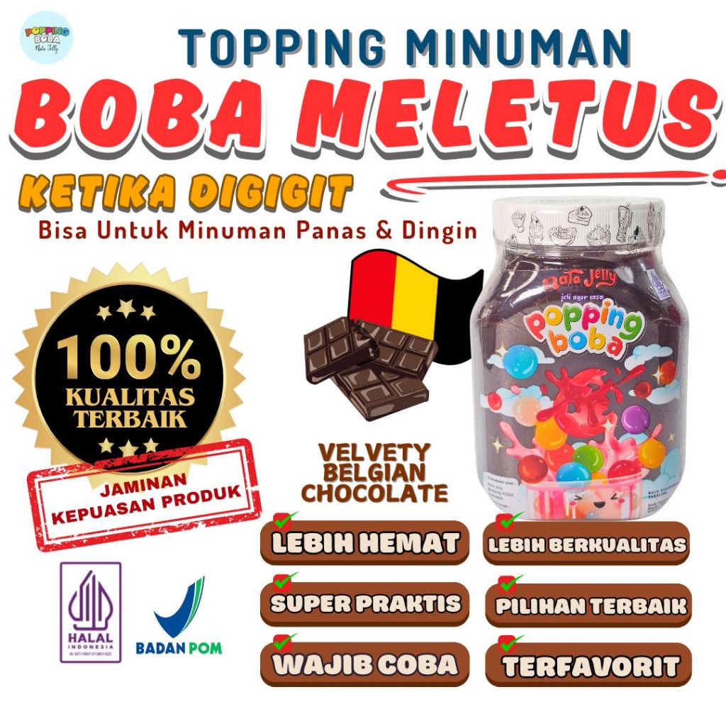 

Boba Meletus Dimulut Topping Minuman Instan - Popping Boba Pecah Dimulut Rasa Coklat 500 Gram | Cocok Untuk Semua Minuman | Popping Boba Nata Jelly
