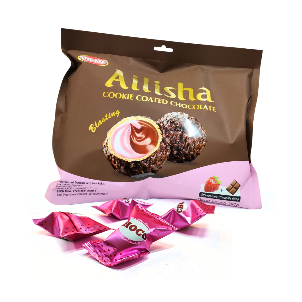 

Ailisha Coklat 200gr / Ailisha cookie coated Chocolate 200gr / Ailisha Golde Chocolate