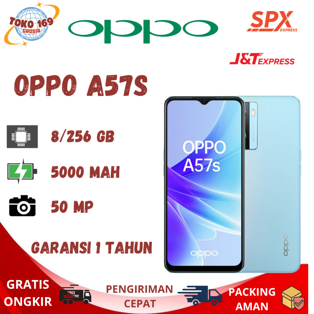 HP OPPO A57S RAM 8/256GB BISA COD SEMUA | STOCK LAGI PROMO | NEW FULLSET |  SEGEL | GARANSI 12 BULAN