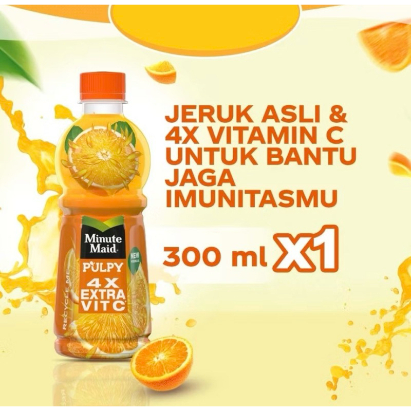 

minute maid pulpy orange 4x extra vit c minuman jeruk berbulir botol 300ml