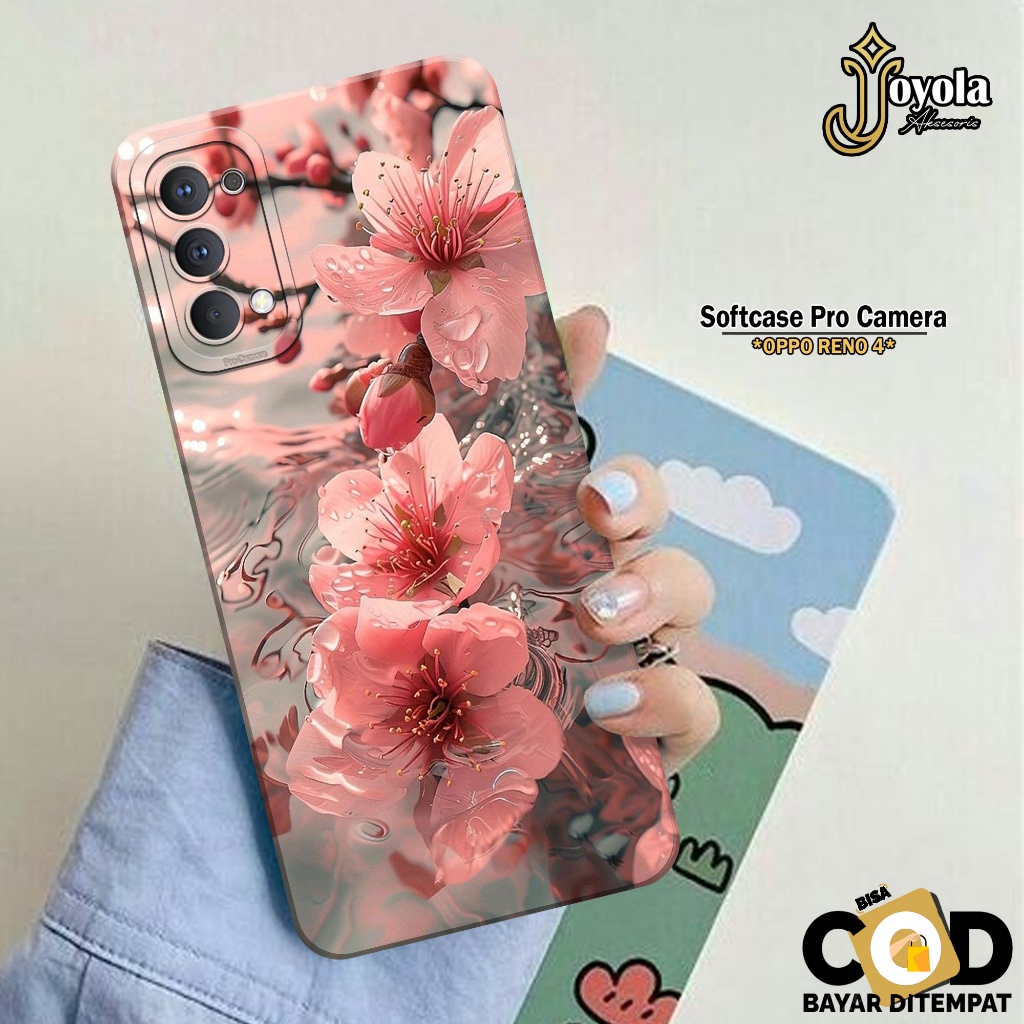 JOYOLA Case OPPO RENO 4 - Fashion Case Bunga - Softcase OPPO RENO 4 - Pro Camera - Casing OPPO RENO 