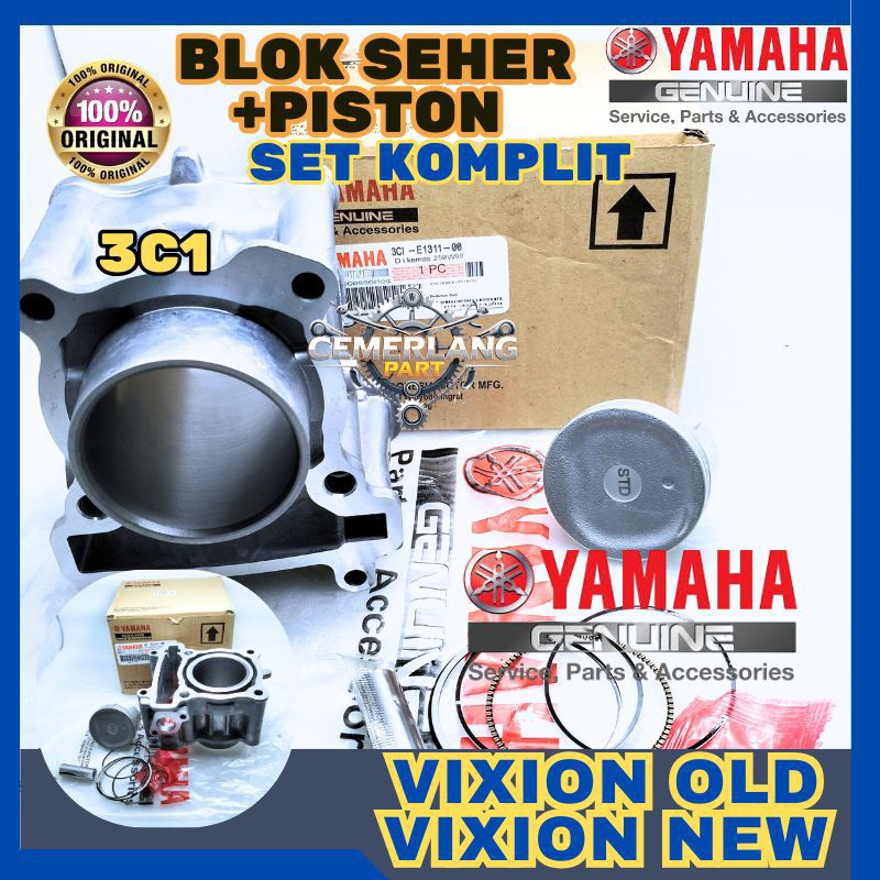 BLOK SEHER + PISTON 3C1 VIXION OLD & NEW ORIGINAL PRESISI YAMAHA