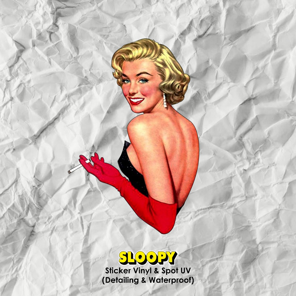

Sloopy - Stiker UV Marilyn Monroe 80s Handphone Vespa Motor Mobil Stiker Marilyn Monroe