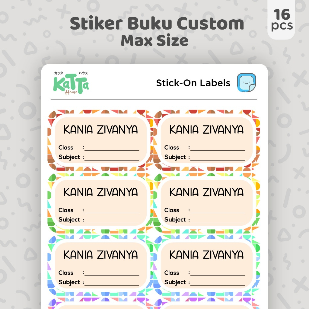

Stiker Nama Buku Custom | Sticker Mapel Sekolah | Label Nama Pelajaran Kelas| Max Size Bisa Ditulis