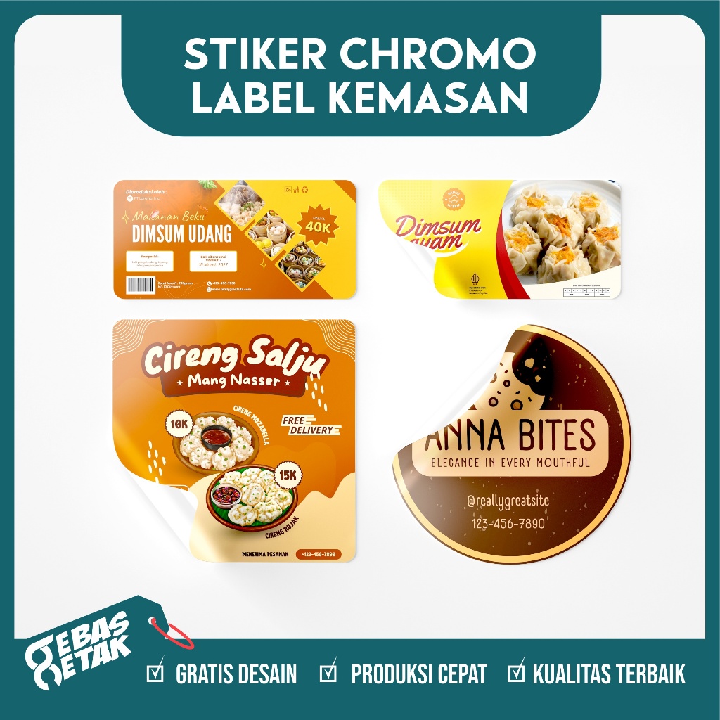 

1000pcs- Cetak stiker Produk makanan Minuman label sticker Promosi Kemasan Custom Chromo cromo Murah