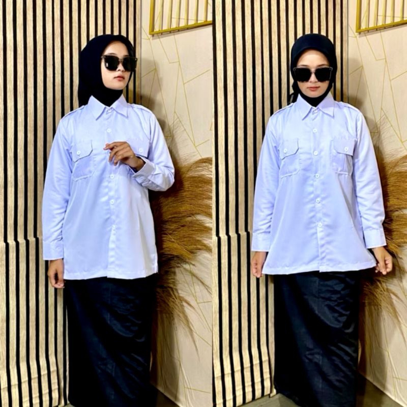 Seragam Pns Hitam Putih Wanita Setelan Kemeja Pdh ROK Rampel setelan baju PNS wanita rok rampel bela