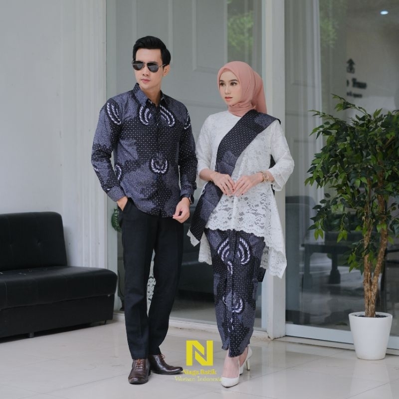 SET COUPLE Kemeja Batik Pria dan Rok Wiru Wanita Modern Motif Kapal kandas kemeja batik pria rok wan