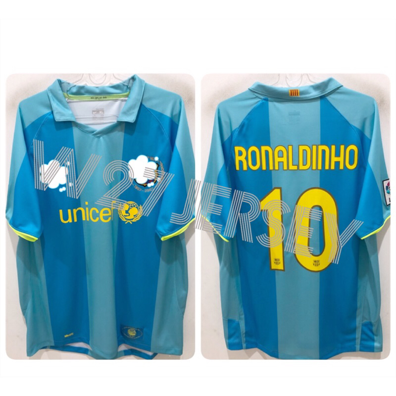 JERSEY RETRO - BARCELONA AWAY 2007-2008 name player Ronaldinho + Patch