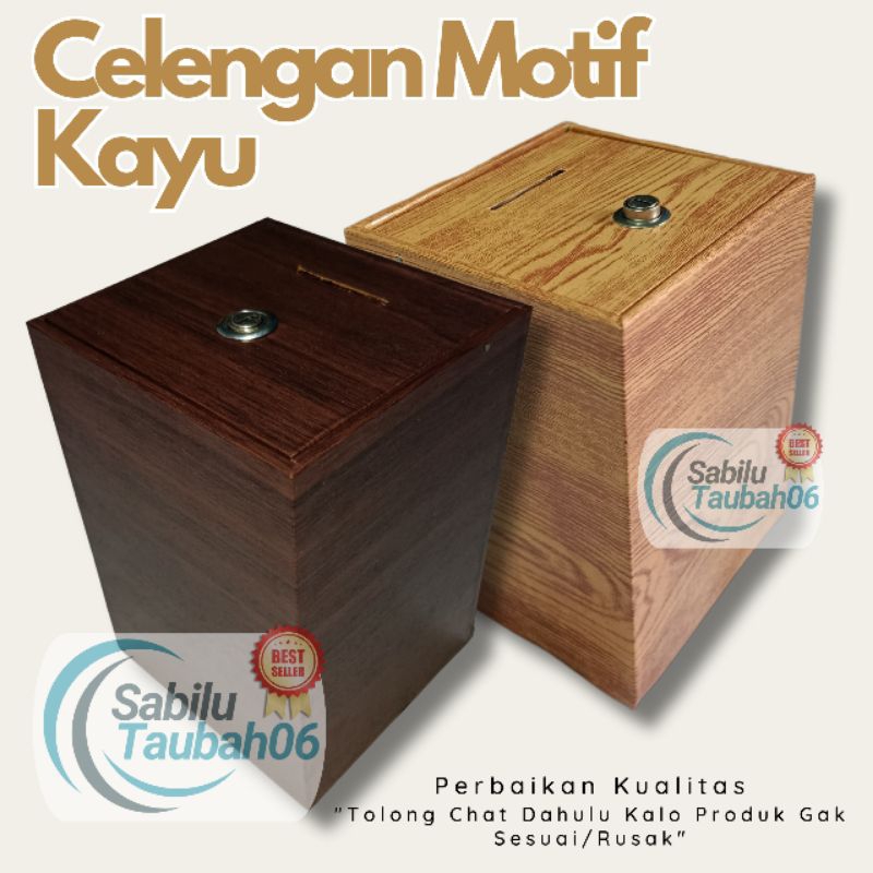 Celengan Kotak Kunci Motif Kayu - Tabungan Uang Aesthetic