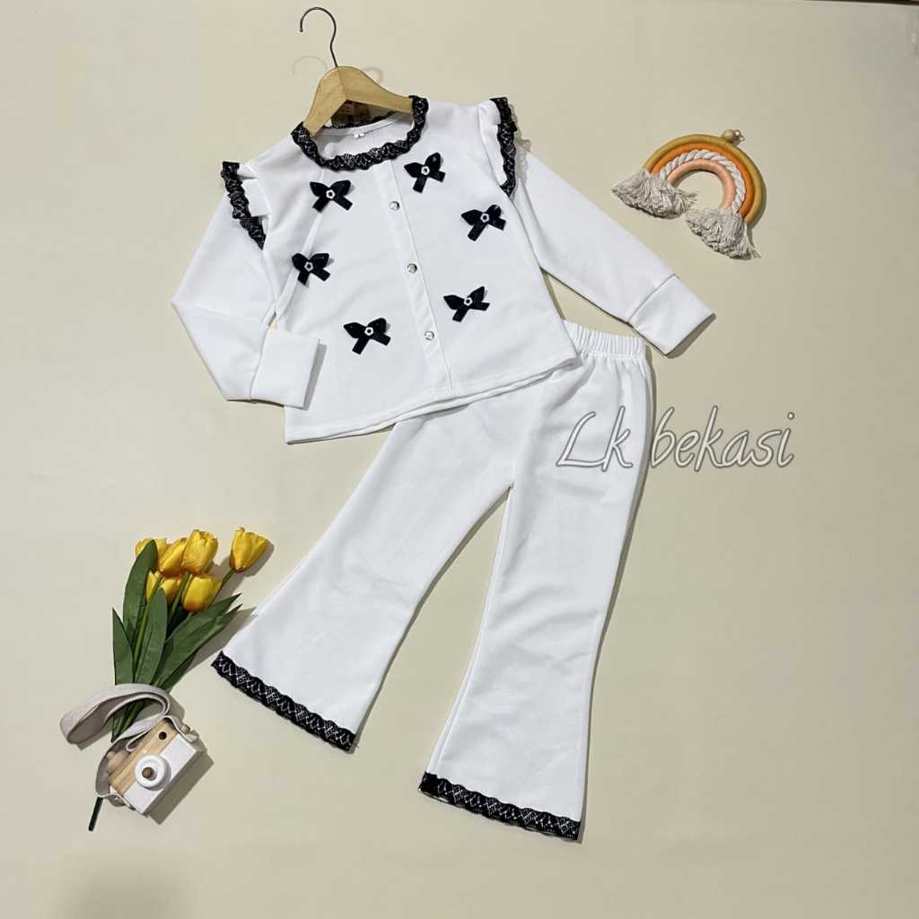 Setelan Anak Perempuan Popy Cardigan Anak Perempuan Model Pita Untuk Usia 1-11 Tahun