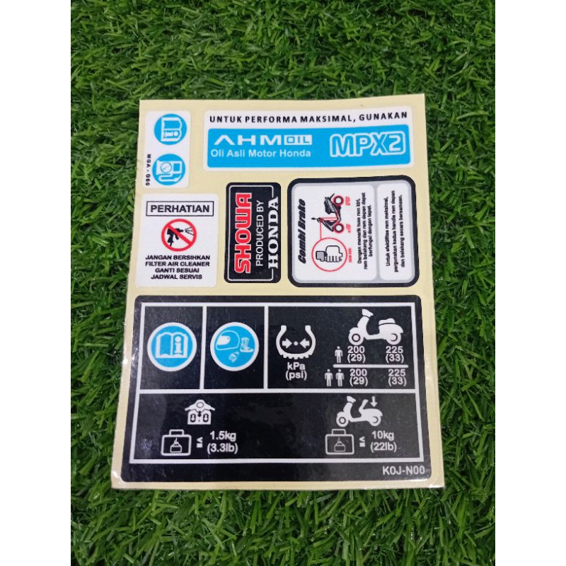 stiker detail perhatian peringatan honda new beat