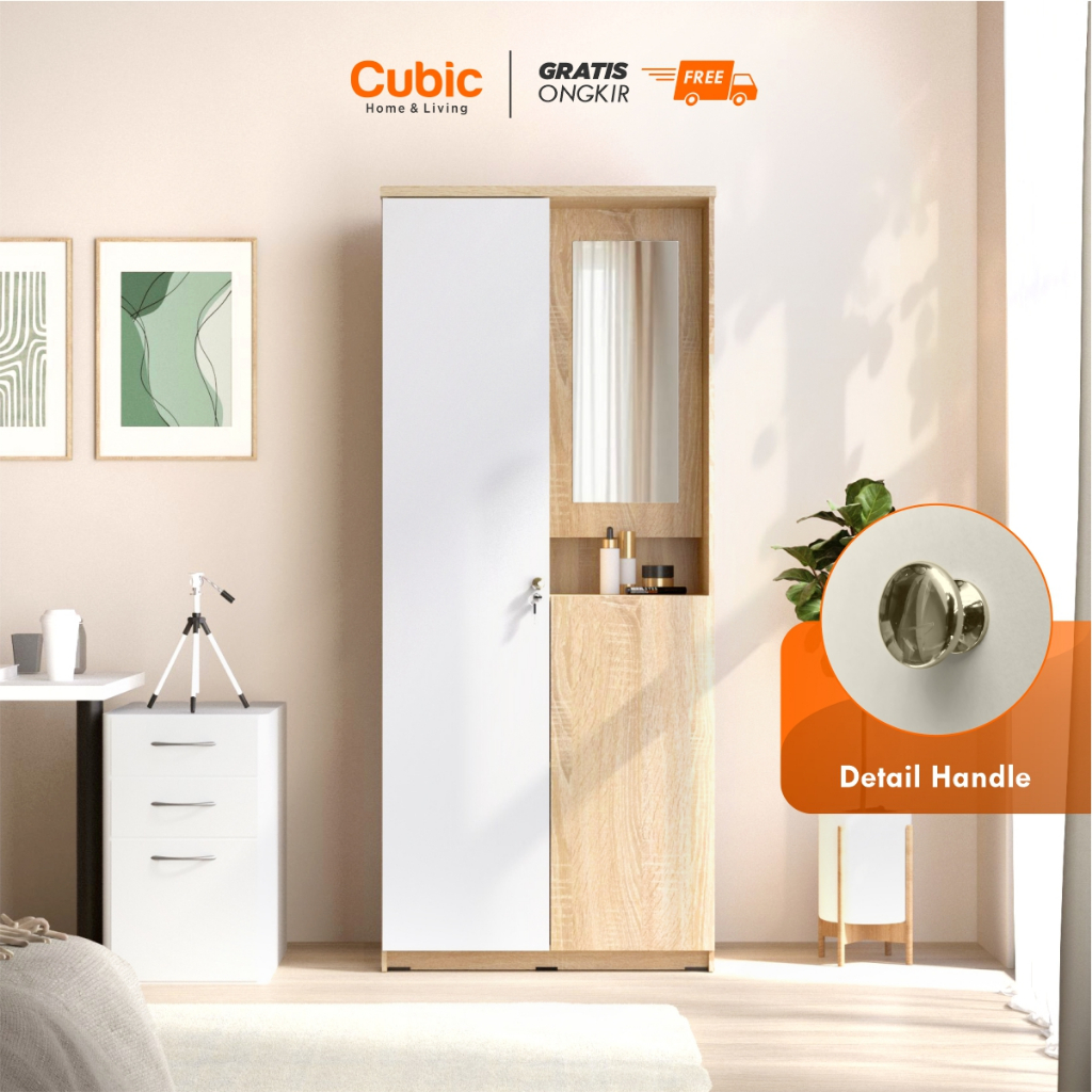 Cubic Lemari Pakaian Minimalis / Lemari Baju 2 Pintu / LUNA LPM 201
