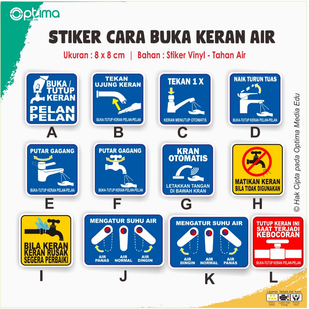 Stiker Cara Menggunakan Keran / Kran Air Berbagai Jenis, keran dingin panas, keran otomatis, dan ker