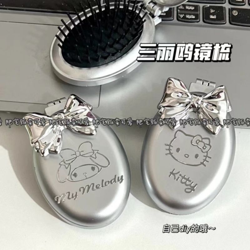 Sisir saku lipat oval silver. sisir lipat oval. sisir cermin lipat oval. sisir lipat hellokitty. sis