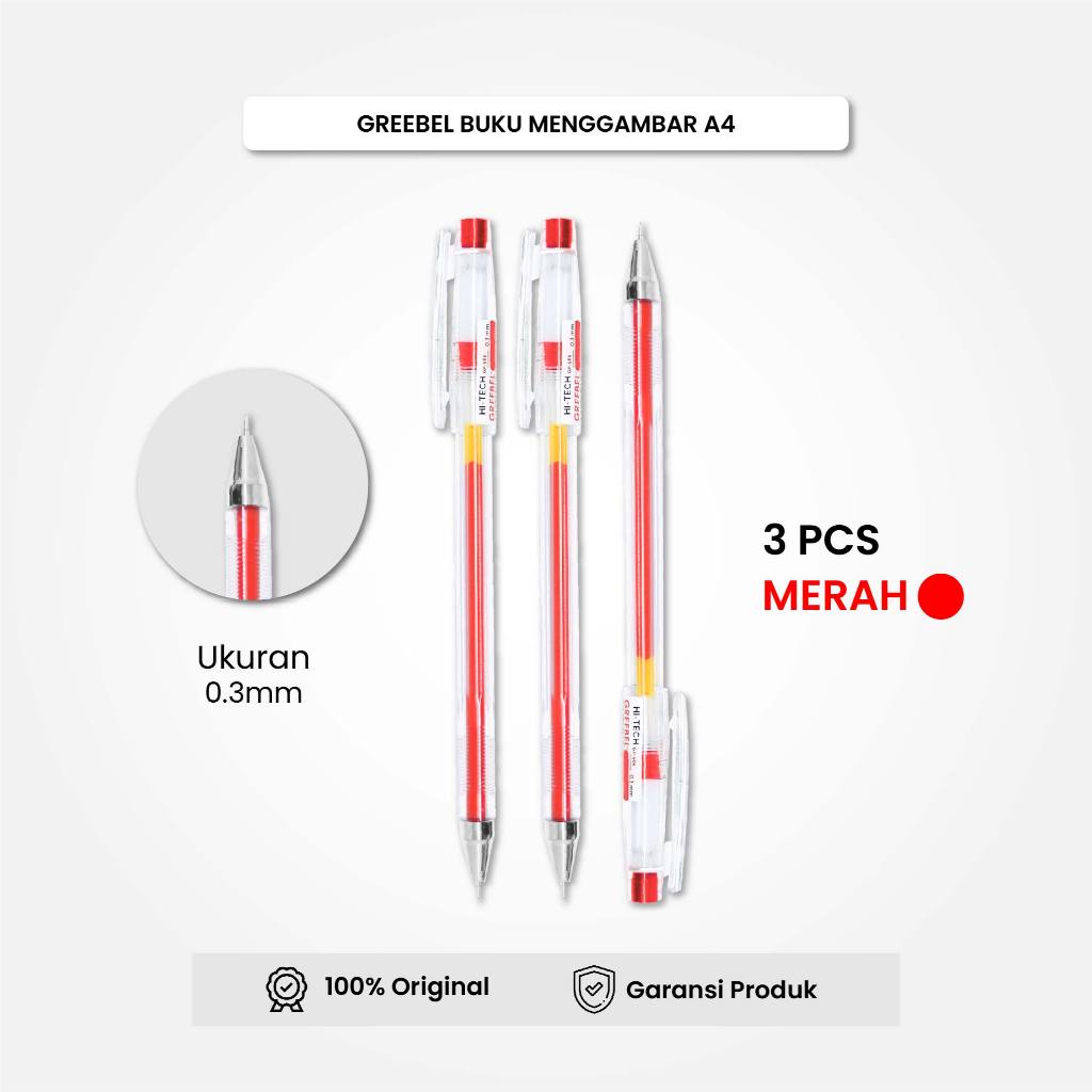 

Bolpen Pulpen Gel / GREEBEL Gel Pen GP-506 Hi-Tech 0.3 Tinta Merah (3PCS/SET) / Ballpen Pena Pulpen Cetek