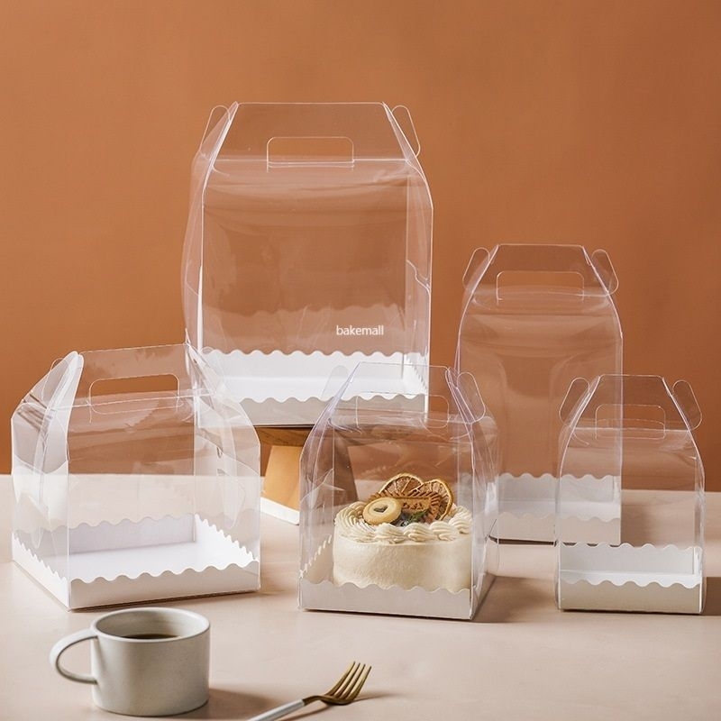

| Temukan Gable Cake Box / Kotak Kue / Kotak Kue Mika / Cake box / TRANSPARANT PET mika transparan 13x8x10cm extra small