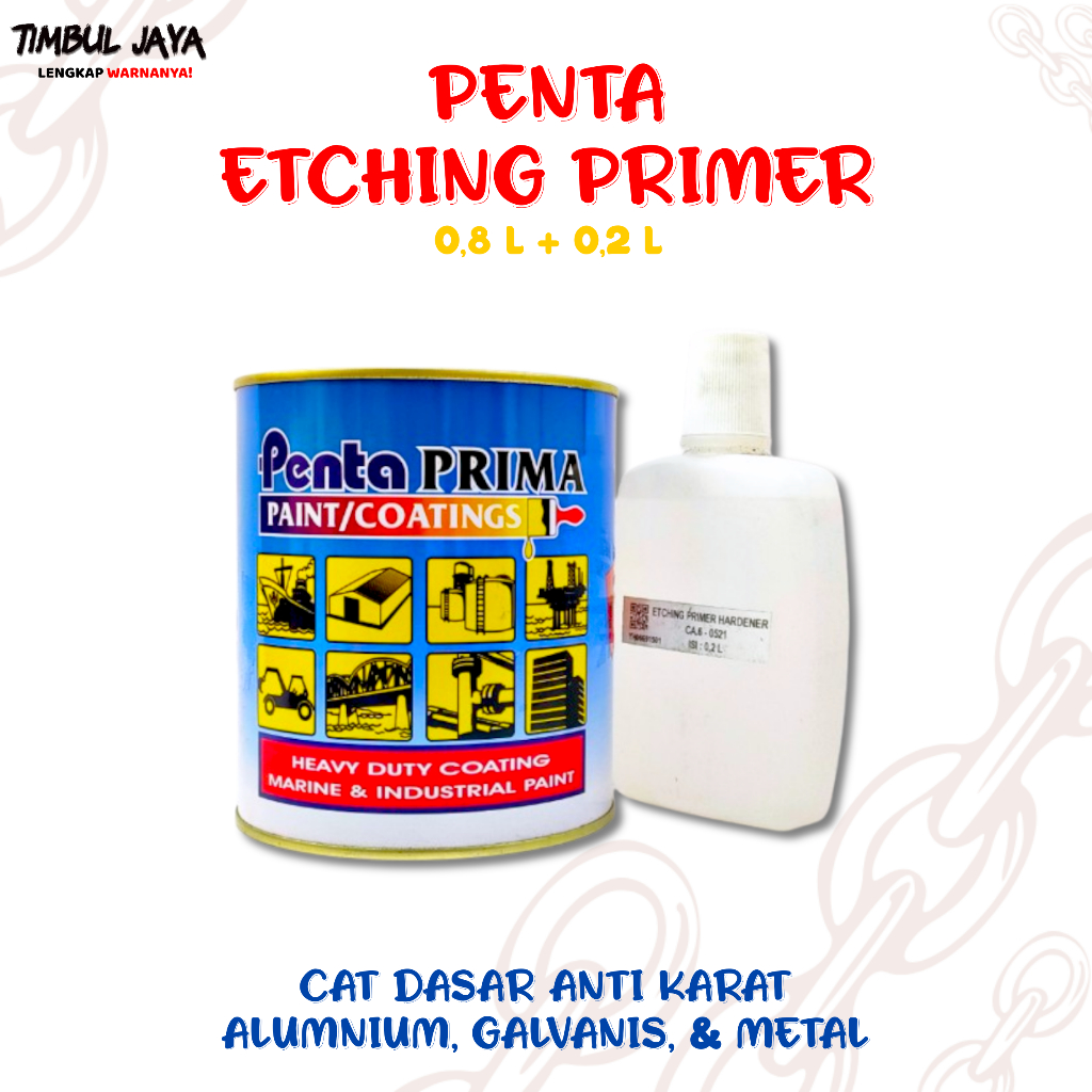 Cat Dasar Galvanis dan Aluminium Penta Etching Primer 1 Liter 2 Komponen / Cat Dasar Besi Galvanis