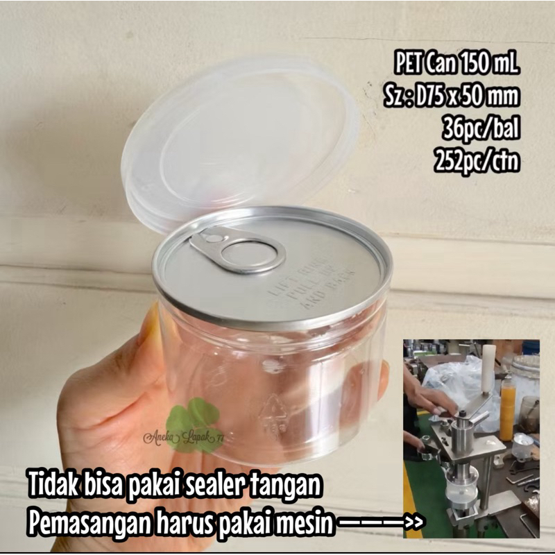 PET Can TUTUP 150 ml pet can 75x50 mm jar sambal 150 ml anti tumpah jar 155 ml
