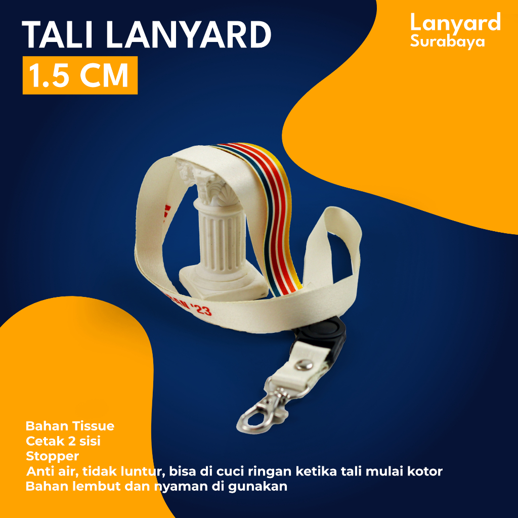 

Cetak Tali Lanyard Sublim Print Ukuran 1,5cm 1 atau 2 sisi Custom Desain Bebas