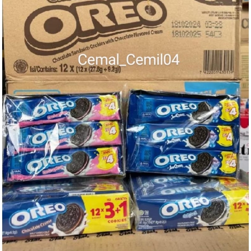 

Biskuit Oreo sandwich Strawberry Original Coklat