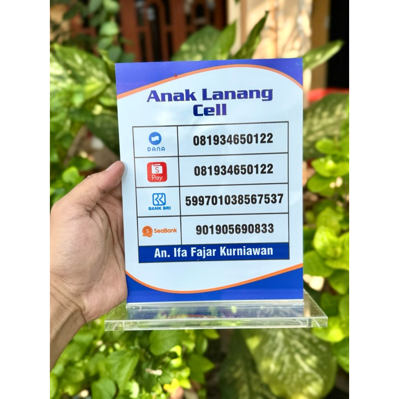 

BISA EDIT CUSTOM REKENING AKRLIK MEJA UKURAN 15x20cm LAYANAN AGEN BANK BAHAN TEBAL