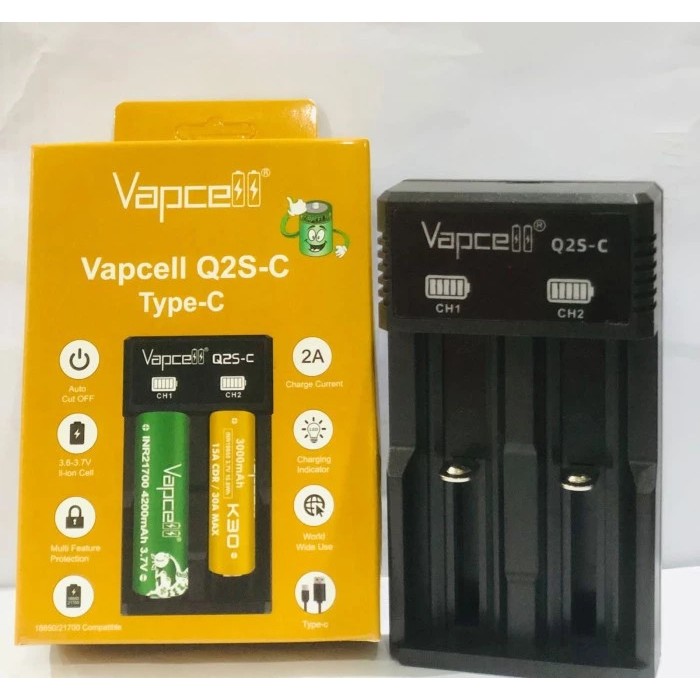 VAPCELL Q2S-C | KDEST A2-C Charger Baterai 18650 21700
