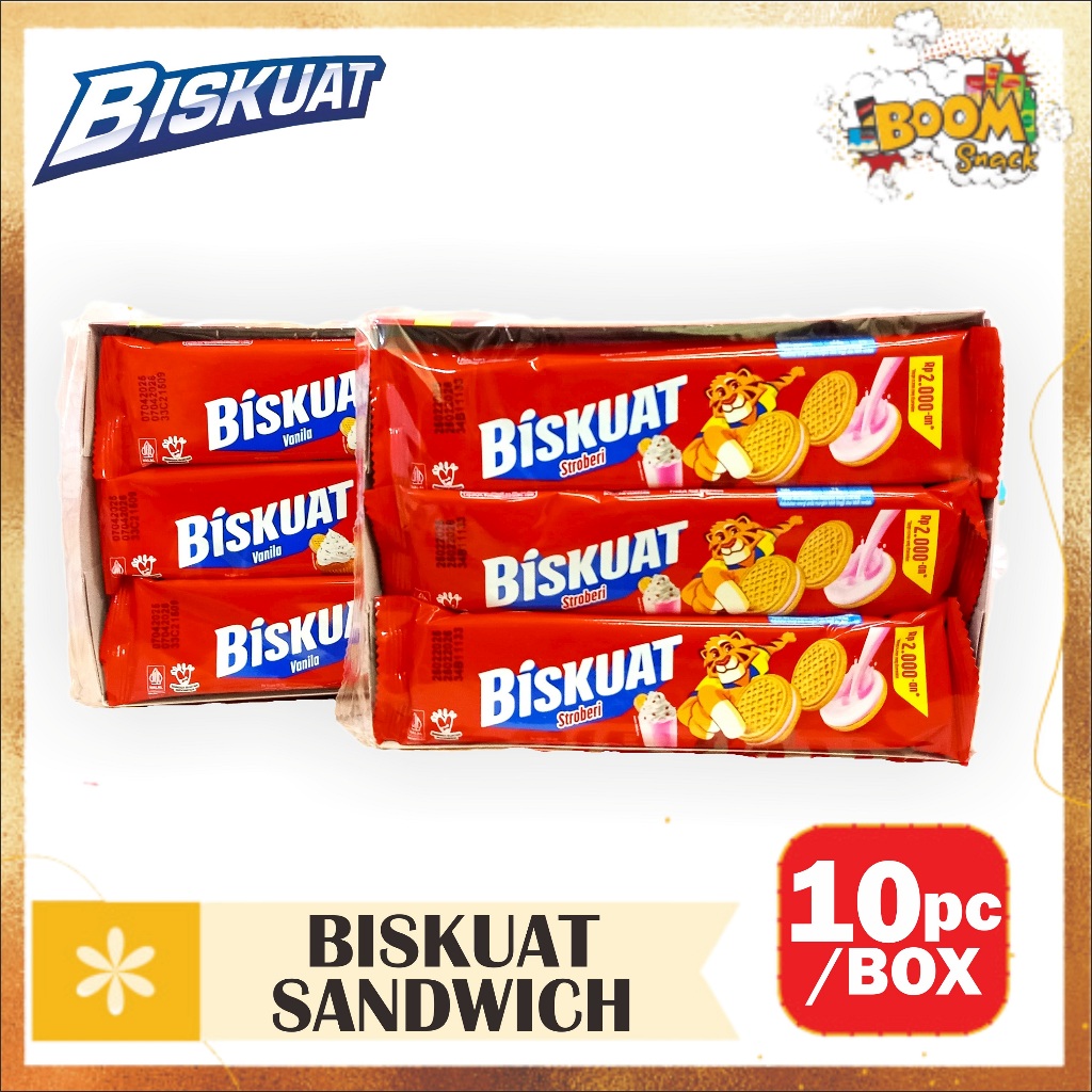 

Biskuat Sandwich Krim Stroberi Vanila isi 10pcs