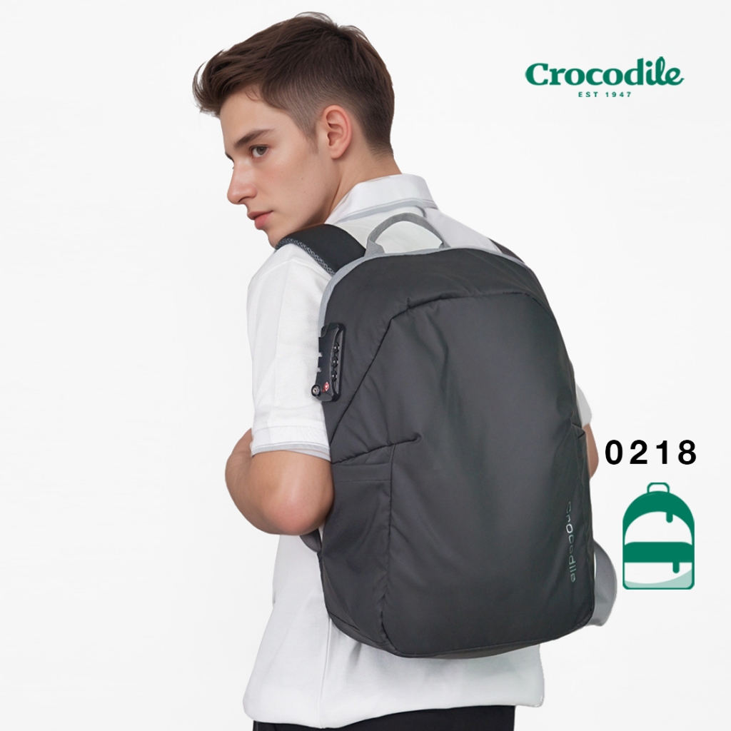 Crocodile 0218 Tas Backpack + TSA Lock Original - Black