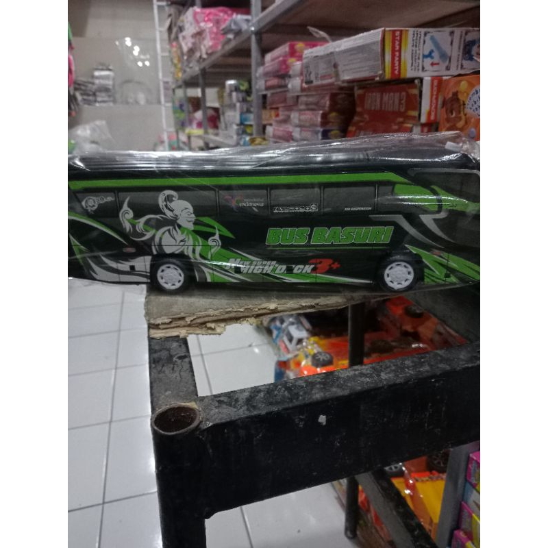 diecast miniatur mobil bus po haryanto full basuri lampu menyala