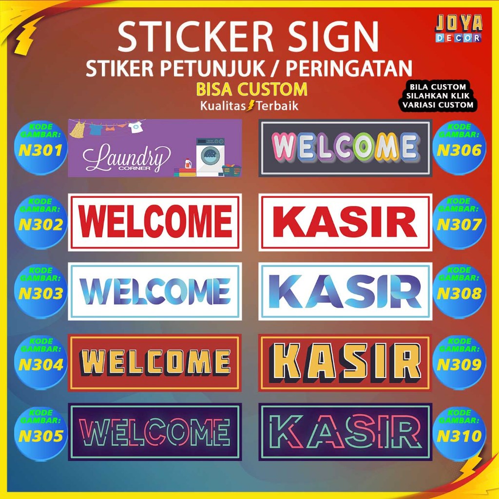 

Sticker Stiker Petunjuk Warning Pengumuman welcome kasir musholla ruang tunggu N301