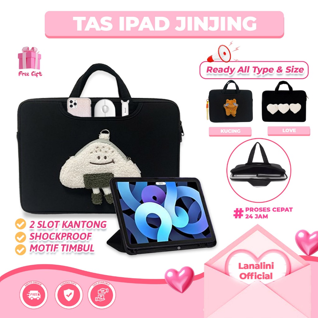 IPad Mini 7 6 1 2 3 4 5 7.9 8.3 8.7 9 inch Gen 4th 5th 6th 2021 Sleeve Tas Jinjing Zipper Motif Cute