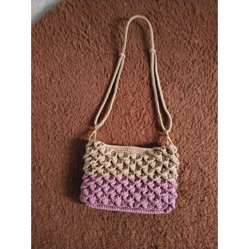 tas rajut motif crocodile, elegan simpele