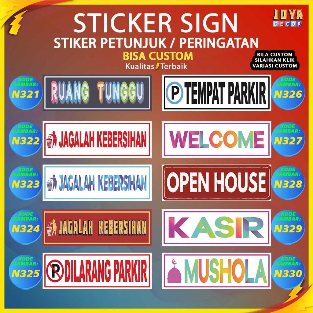 

Sticker Stiker Petunjuk Warning Pengumuman jagalah kebersihan dilarang parkir assalamualaikum kitchen N321