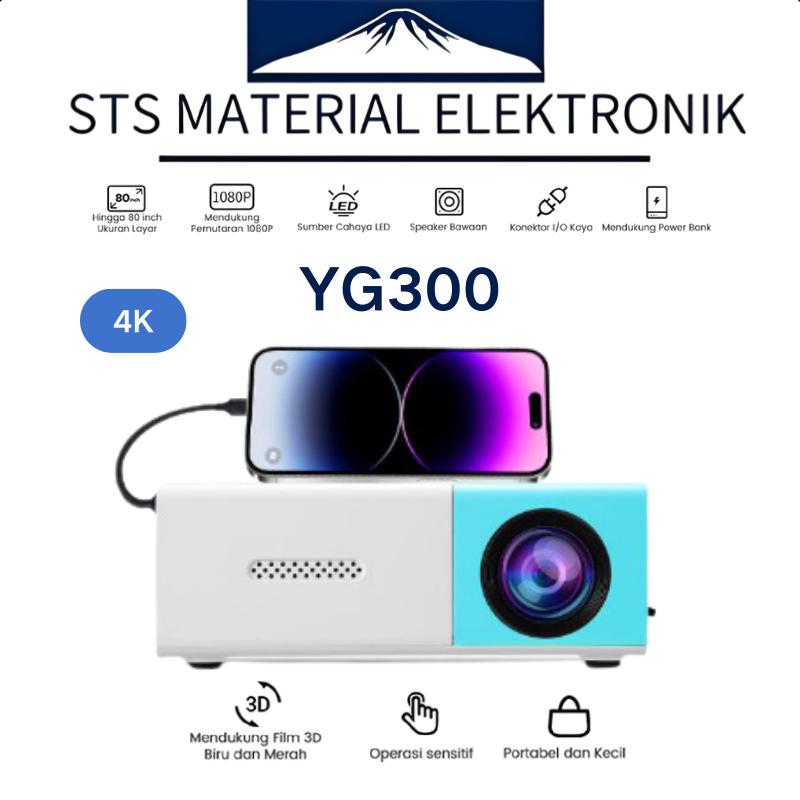 Mini Proyektor LED YG300 / YG-300 / YG 300 LCD Portable Projector Home / Kuning / LED Mini Proyektor