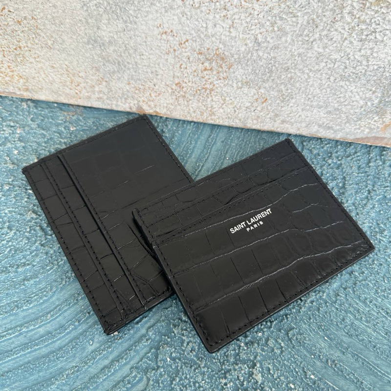 SAINT LAURENT YSL EAST WEST CARD HOLDER CROCO
