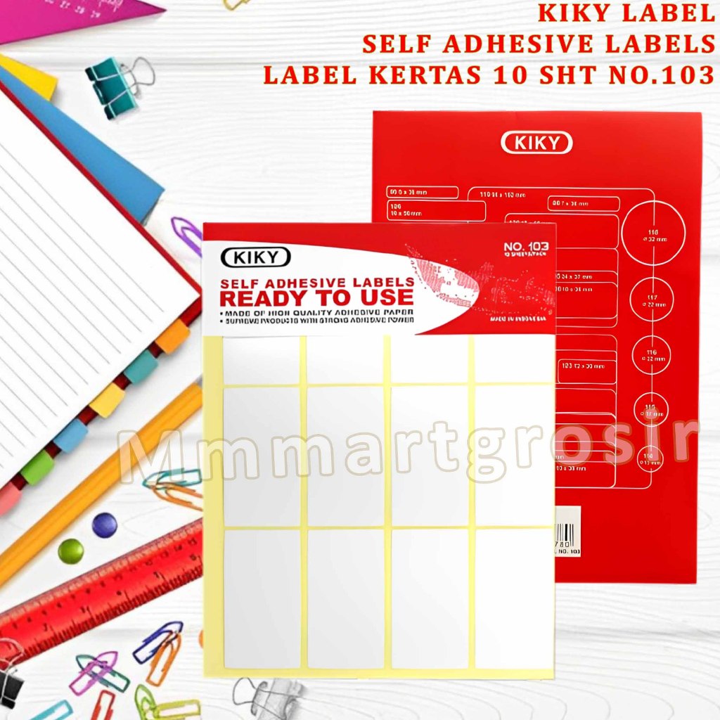 

Kiky / Self Adhesive Labels / Stiker Label Kertas / Isi 10 Sheets No.103