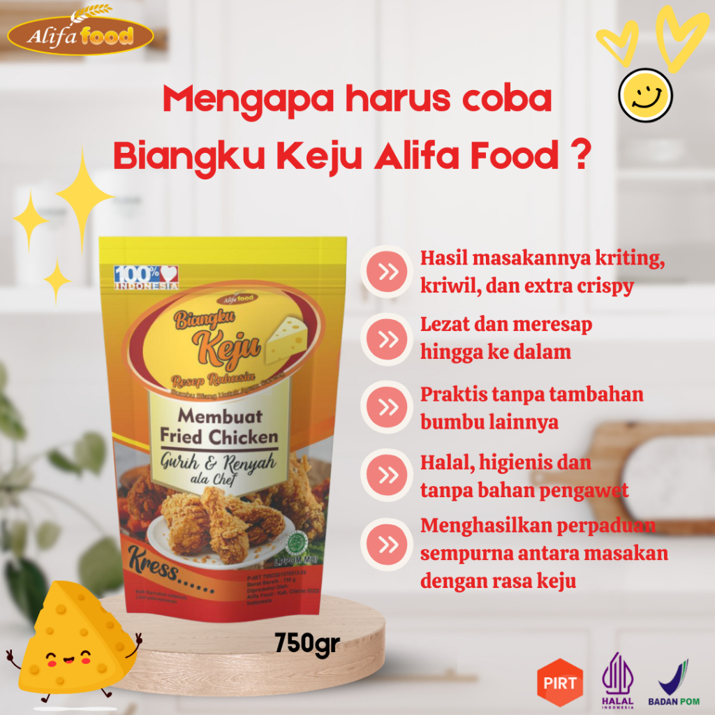 

Bumbu Biang Keju 750gr, tepung bumbu fried chicken Alifa Food