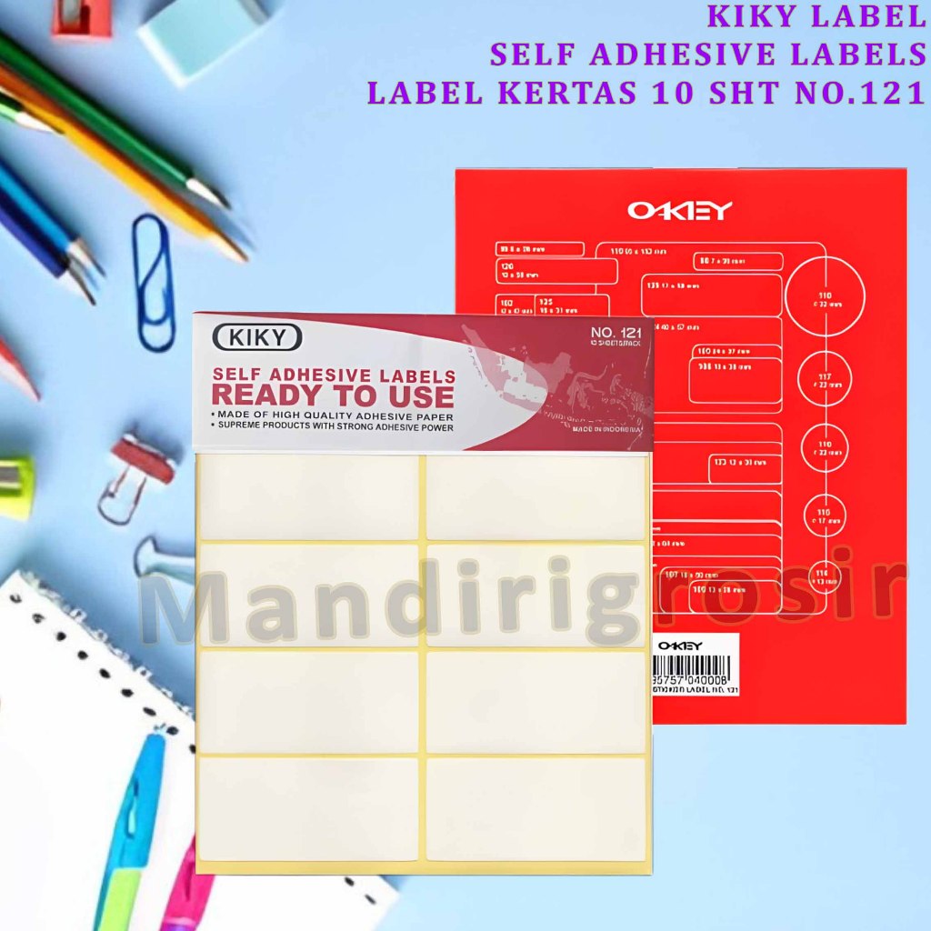 

Self Adhesive Labels * Kiky * Stiker Kertas Label * Isi 10 Sheets No,121