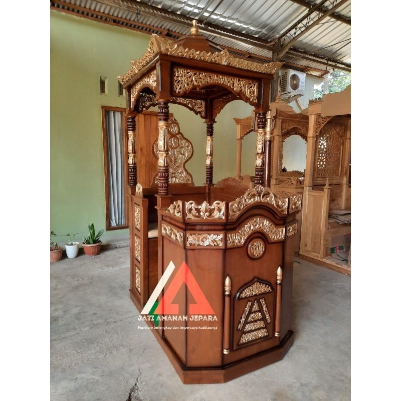 mimbar kubah, mimbar masjid, mimbar masjid minimalis, mimbar minimalis, mimbar masjid kayu jati asli